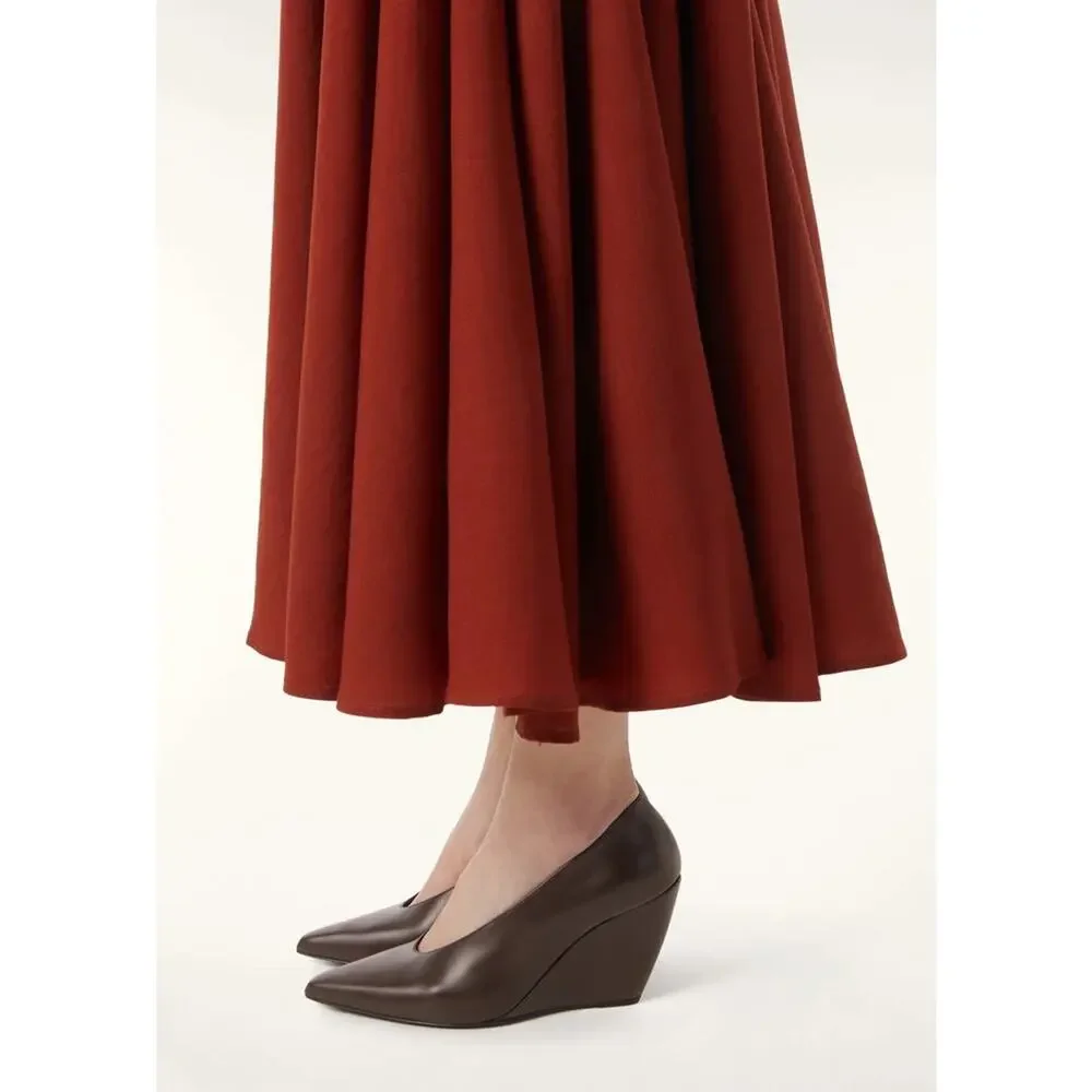 Loro Piana Viola High Wedge Pumps Black Leather FAQ6802 - NWB $1375